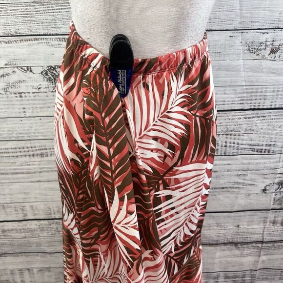 Antthony Skirt Plus size 1X Brown Coral Slinky Tropial High Low Stretch Cruise - Picture 9 of 11